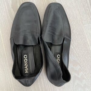 Mango Black Leather Loafers